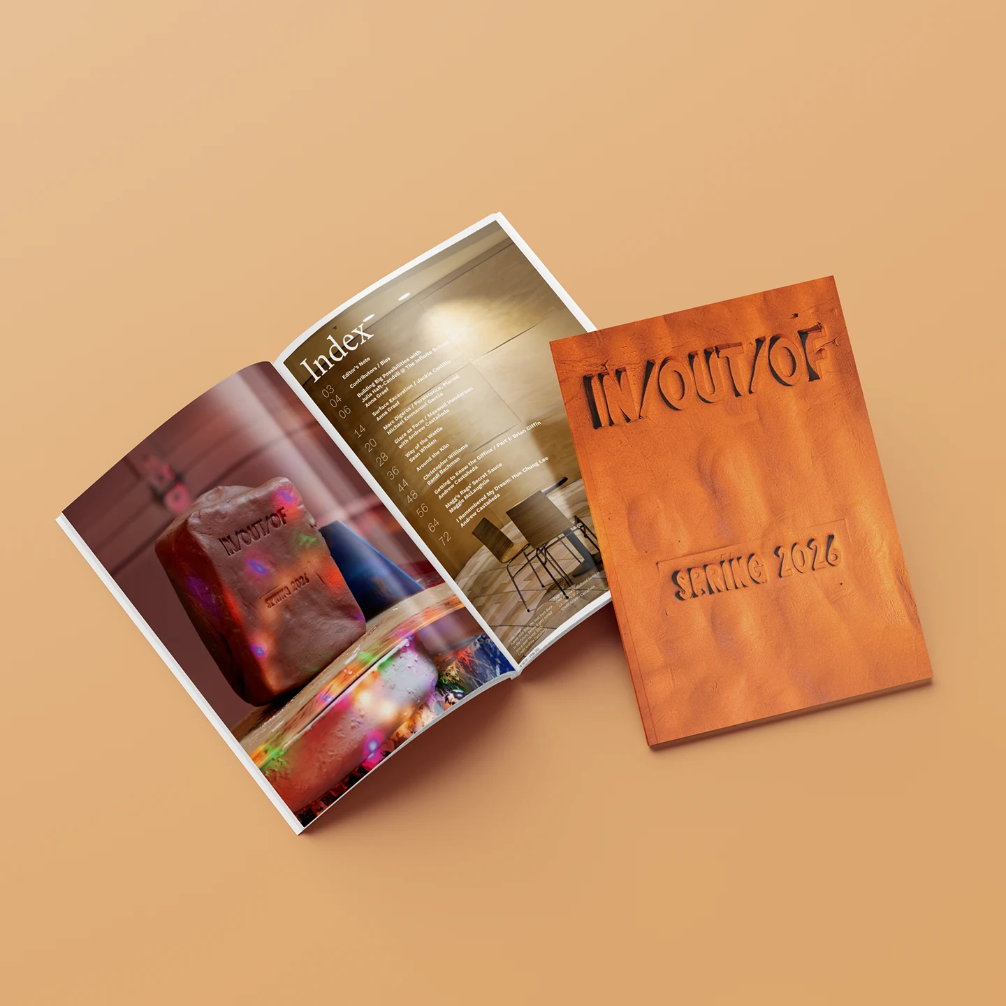 In/Out/Of Vol. 2, No. 1 — Spring 2026 publication mockup