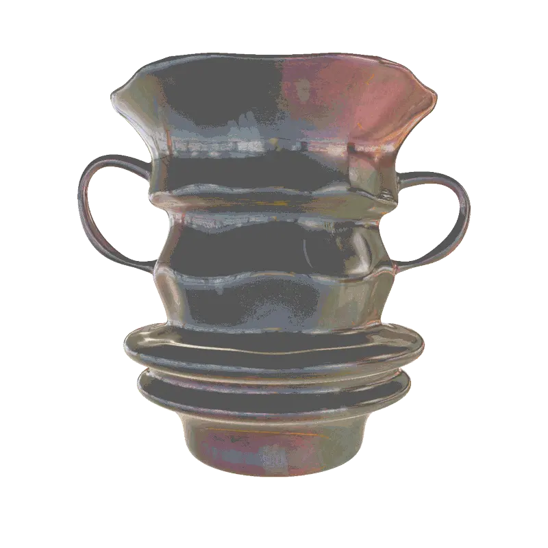 A spinning ceramic vase